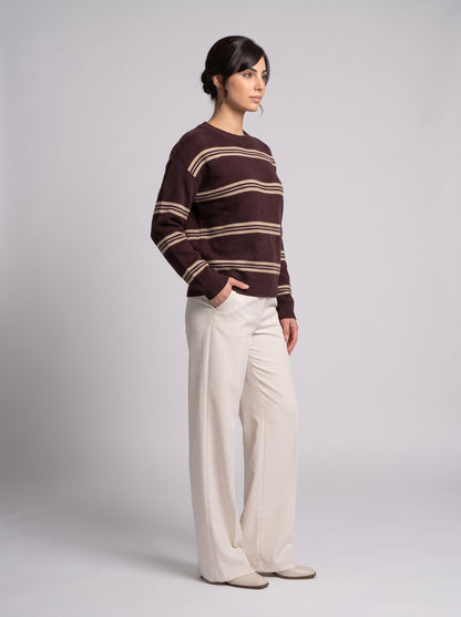 Pull En Maille À Rayures Contrastées