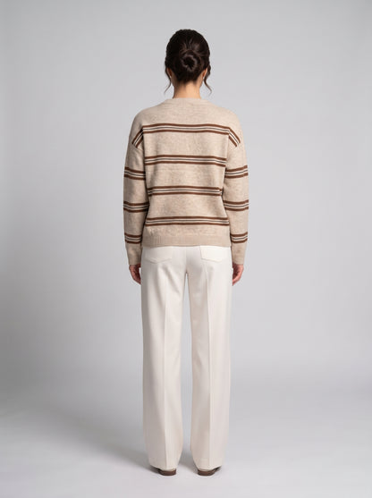 Pull En Maille À Rayures Contrastées