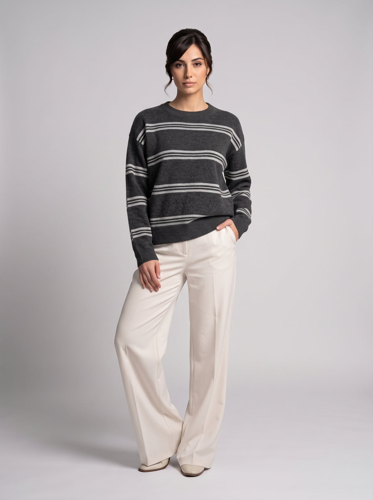 Pull En Maille À Rayures Contrastées