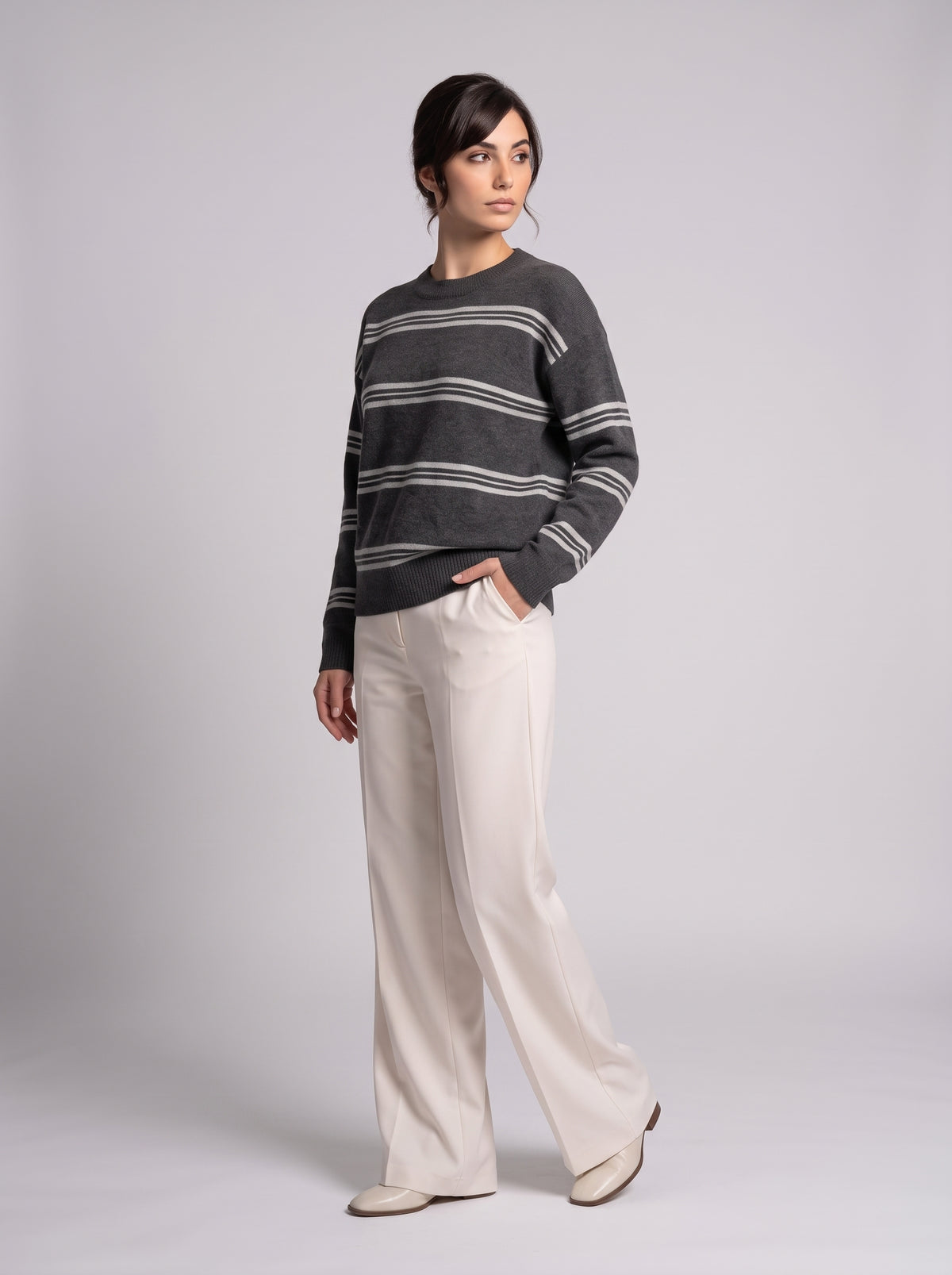 Pull En Maille À Rayures Contrastées