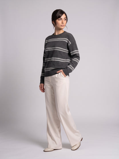 Pull En Maille À Rayures Contrastées