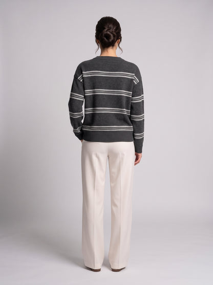 Pull En Maille À Rayures Contrastées