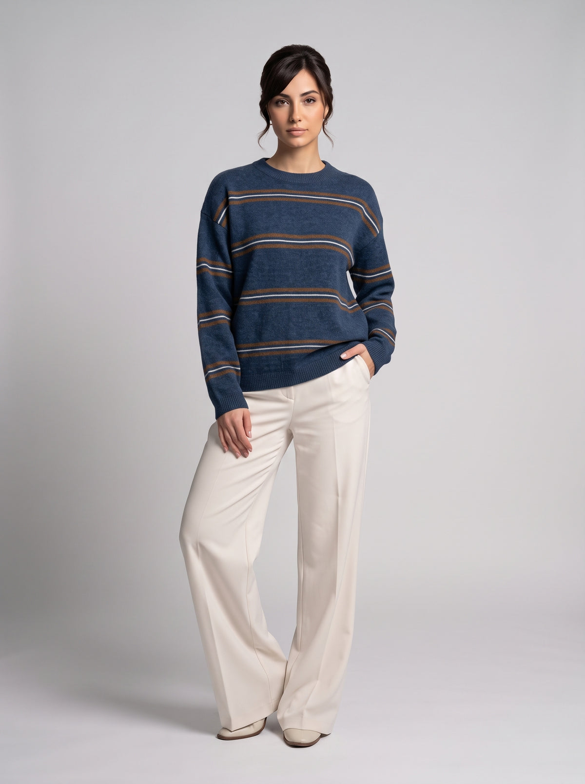 Pull En Maille À Rayures Contrastées