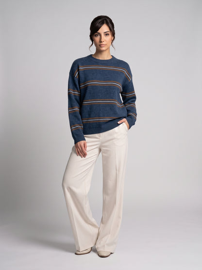 Pull En Maille À Rayures Contrastées