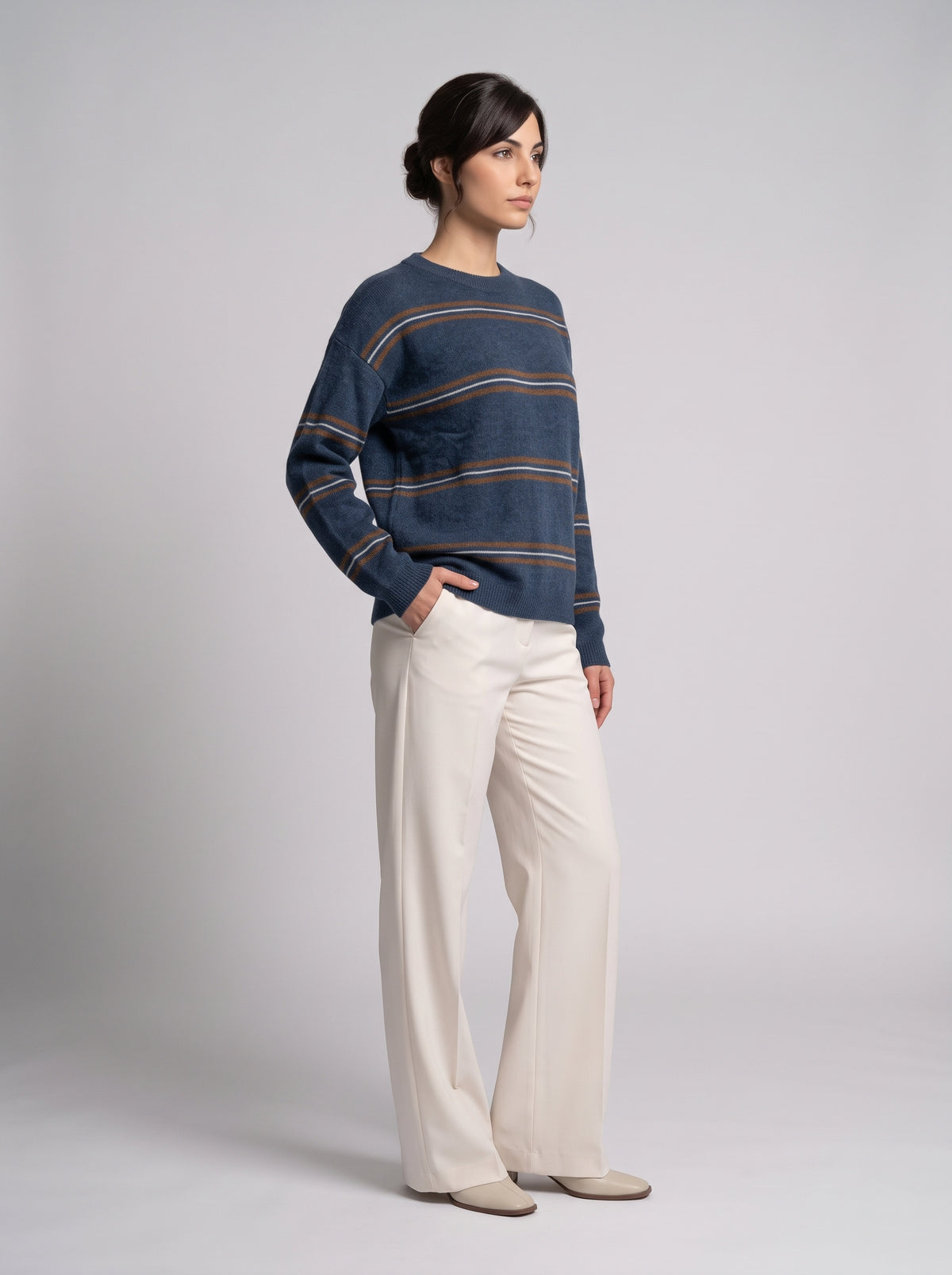 Pull En Maille À Rayures Contrastées