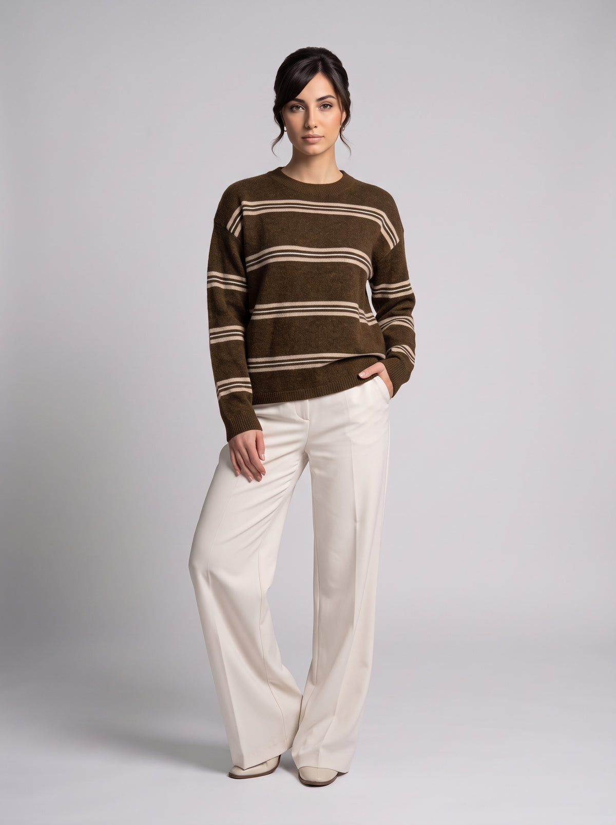 Pull En Maille À Rayures Contrastées