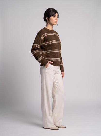 Pull En Maille À Rayures Contrastées