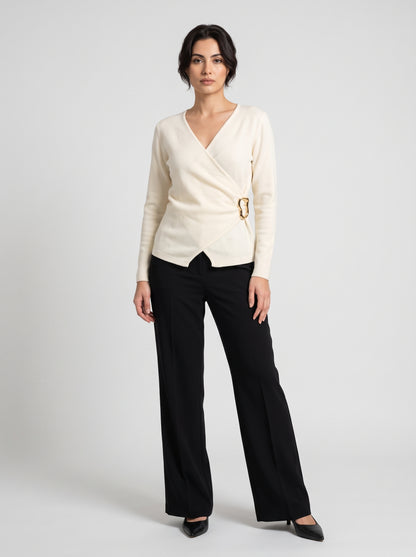 Pull En Maille Cache-Cœur À Boucle Dorée